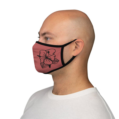 Black Hibiscus Flower Maroon Hawaiian Style Form Fitted Polyester Face Covering Mask
