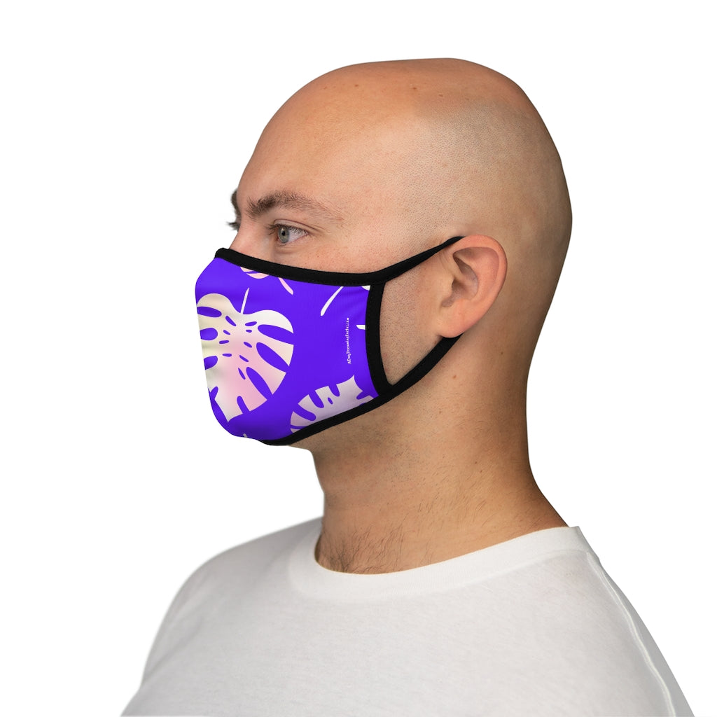 Purple Tropical Leaf Classic Style Form Fitted Polyester Face Covering Mask