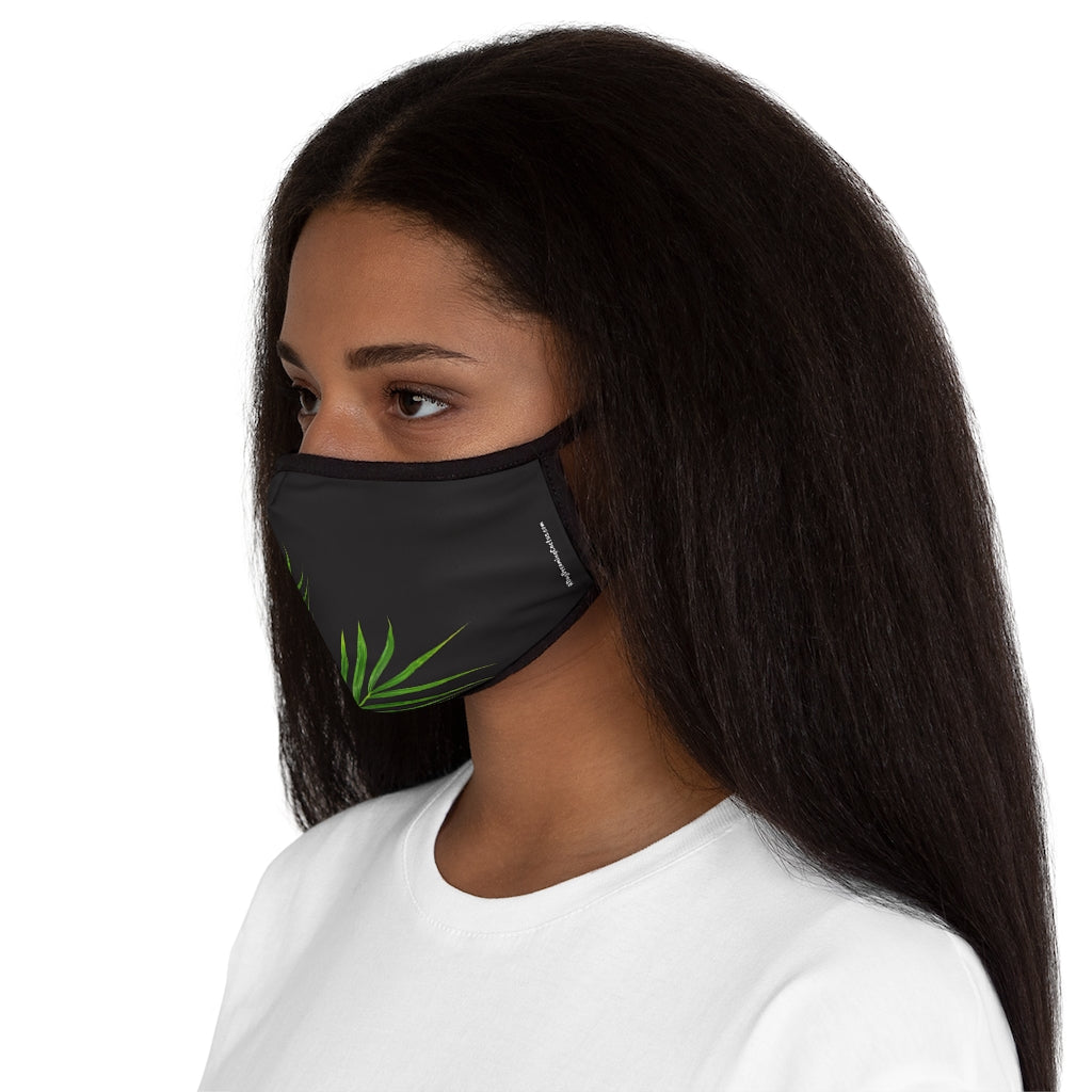 White Aloha Palm Black Hawaiian Style Form Fitted Polyester Face Covering Mask