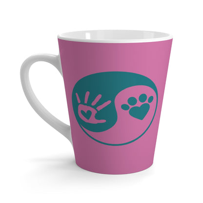 Pink and Teal Ying Yang Hand and Paw Latte Mug ~ Dog Lovers Coffee Tea Drinkware