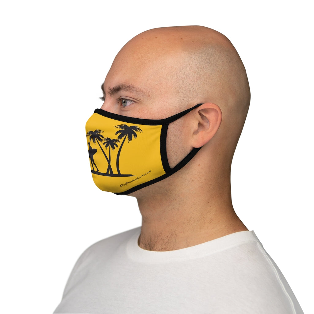 Yellow Surfs Up Hawaiian Style Form Fitted Polyester Face Covering Mask