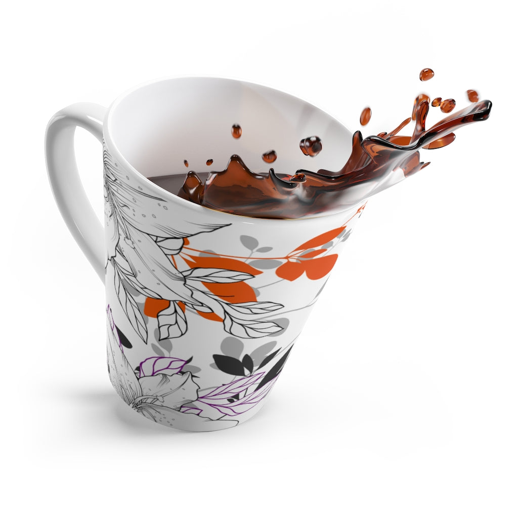 Multicolored Nature's Leaf and Floral Coffee Latte Mug - Tea Cup