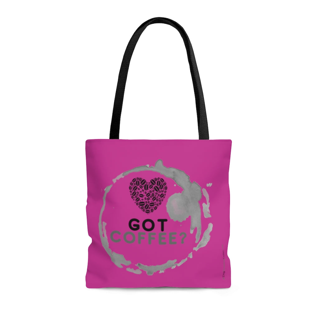 Got Coffee Graphic Pink Tote Bag - Travel Carry-on - 3 sizes