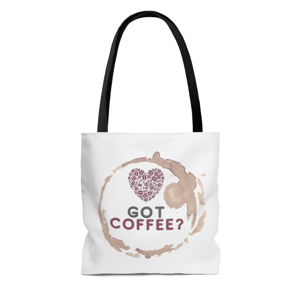 Got Coffee Pink Red Graphic White Tote Bag - Travel Carry-on - 3 sizes