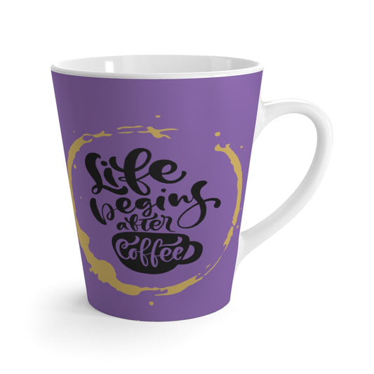 Life Begins After Coffee Purple Latte Mug