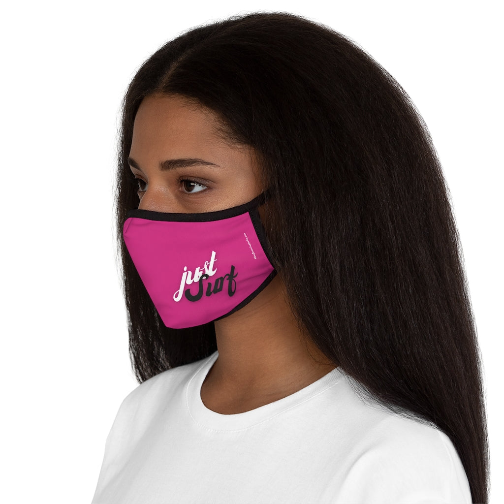 Just Surf Surfer Black White Pink Hawaiian Style Form Fitted Polyester Face Covering Mask