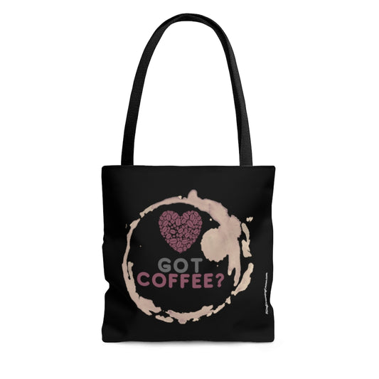 Got Coffee Pink Red Graphic Black Tote Bag - Travel Carry-on - 3 sizes