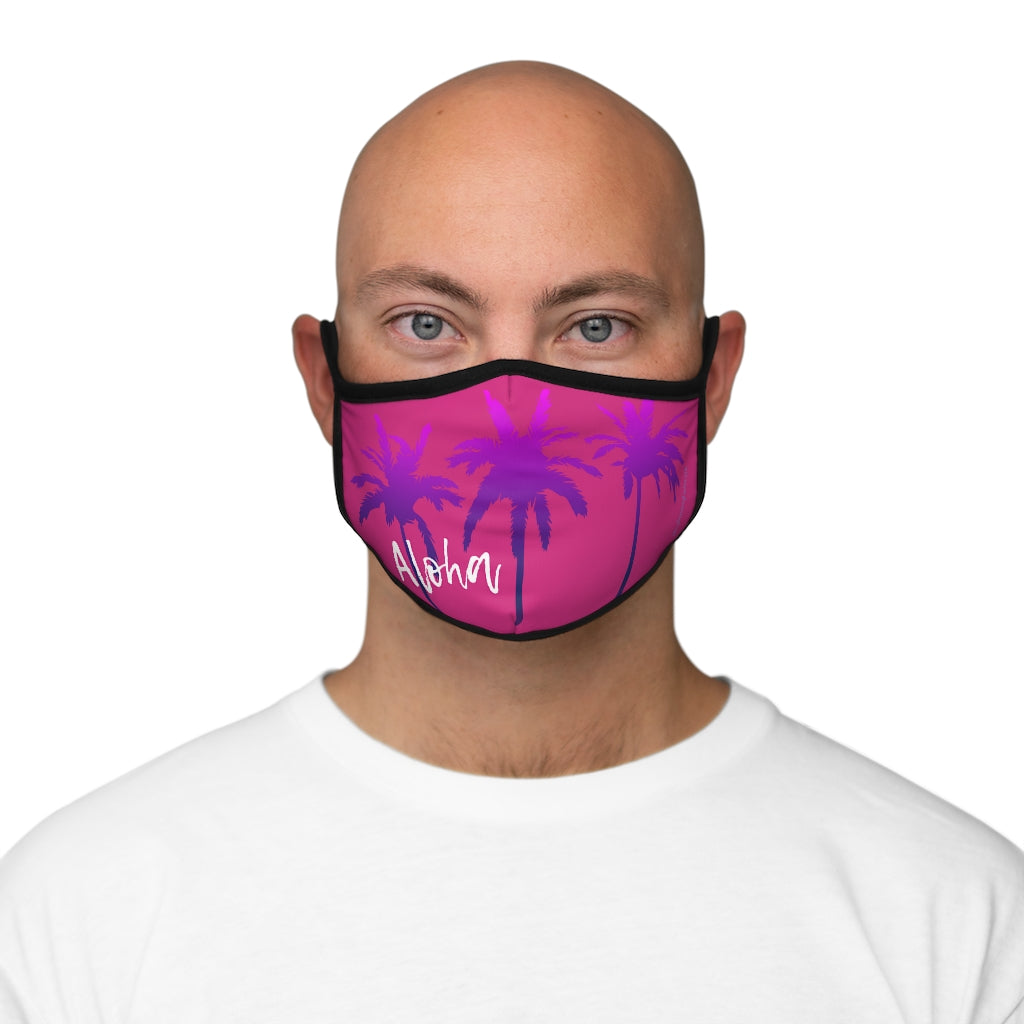 Purple Palm Tree Pink Hawaiian Style Form Fitted Polyester Face Covering Mask