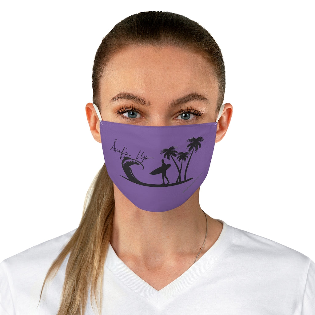 Purple Surfs Up Hawaiian Style Polyester Face Covering Mask ~ One Size Fits All ~ Elastic Ear Loops