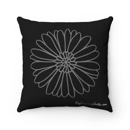 Sunflower and Roses Inspirational Quote - Black Teal Graphic Square Home Decor Accent Pillow Case - Cover