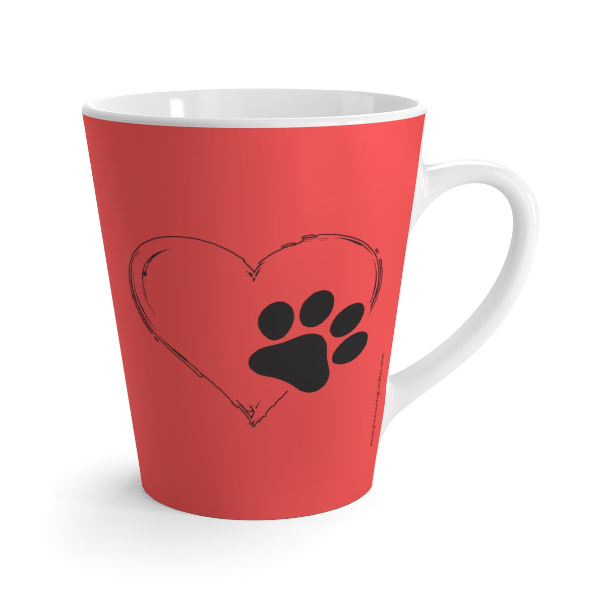 Coral Home Is Where My Dog Is - Heart and Paw Latte Mug ~ Dog Lovers Coffee Tea Drinkware