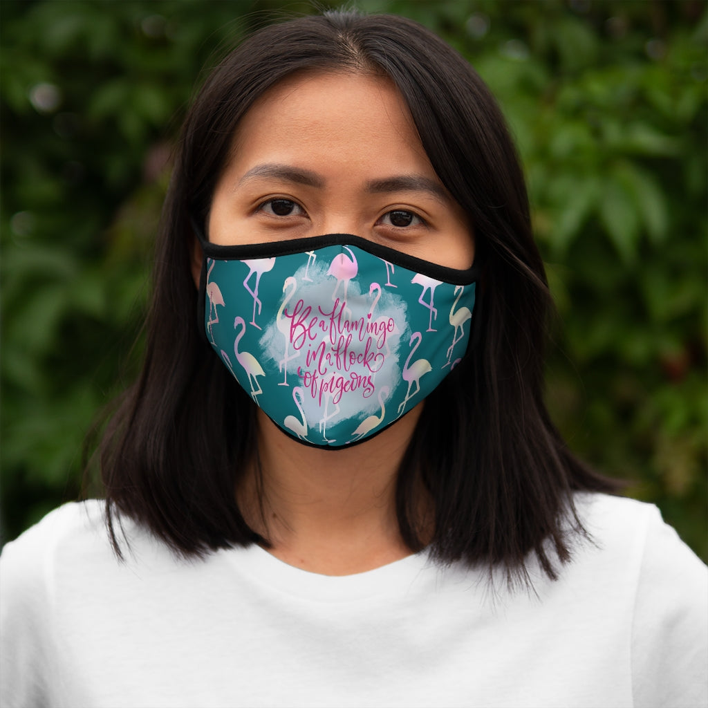 Be A Flamingo Teal and Pink Flamingo Classic Style Form Fitted Polyester Face Covering Mask