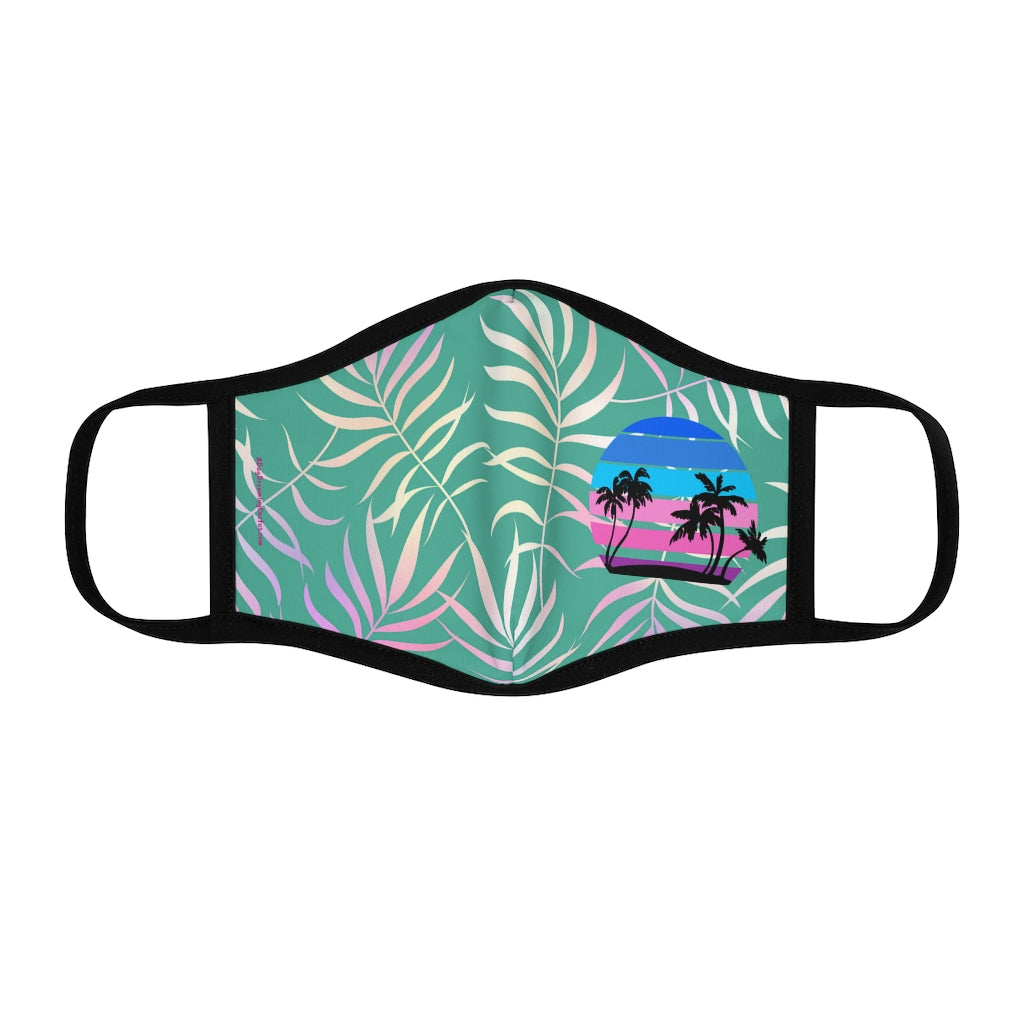 Island Sunset Light Pink Tropical Leaf Classic Style Form Fitted Polyester Face Covering Mask