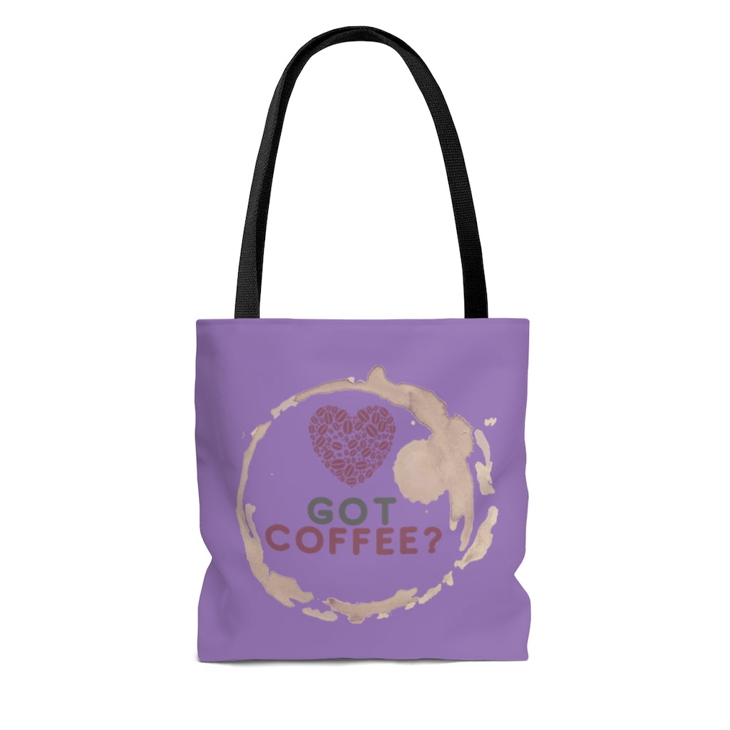 Got Coffee Pink Red Graphic Purple Tote Bag - Travel Carry-on - 3 sizes