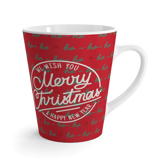 White Merry Christmas and Happy Holiday Green HoHoHo - Latte Red Mug ~ Coffee Tea Drinkware