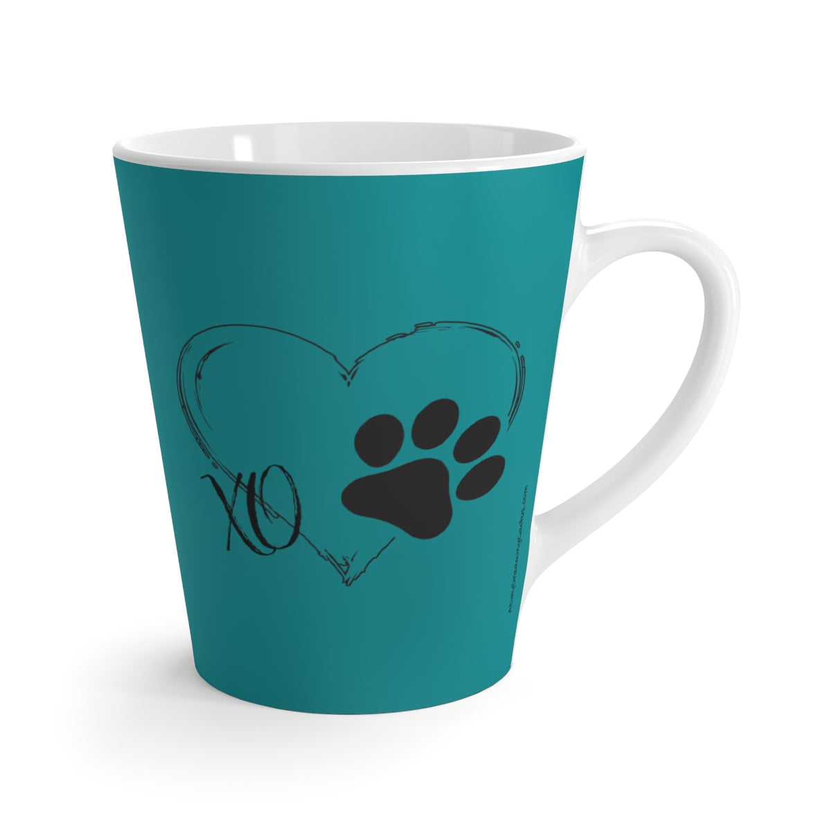 Teal Some Things Fill Your Heart Without Trying Pup - Heart and Paw Latte Mug ~ Dog Lovers Coffee Tea Drinkware