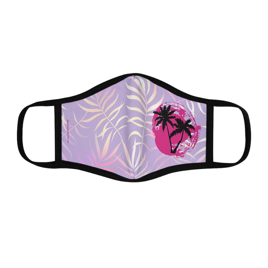 Island Sunset Pink Light Purple Tropical Leaf Classic Style Form Fitted Polyester Face Covering Mask