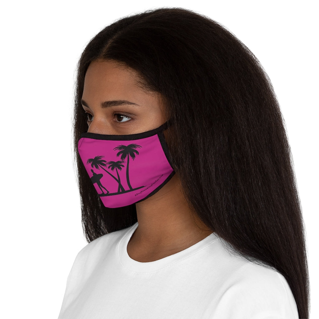Pink Surfs Up Hawaiian Style Form Fitted Polyester Face Covering Mask