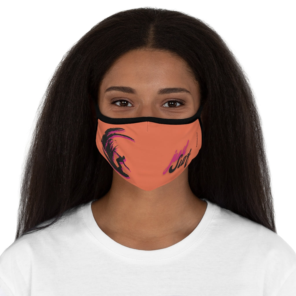 Just Surf Surfer Peach Pink Hawaiian Style Form Fitted Polyester Face Covering Mask
