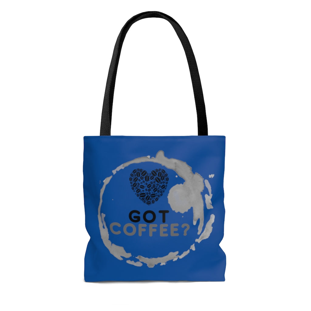 Got Coffee Graphic Blue Tote Bag - Travel Carry-on - 3 sizes