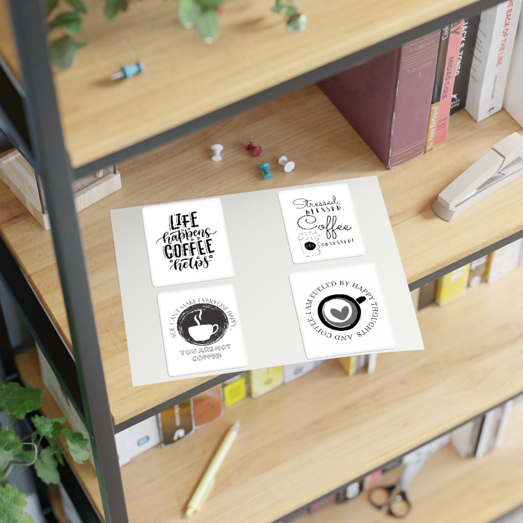 Coffee Saying Sticker Sheets ~ Indoor / Ourdoor Use ~ 2 Size Options