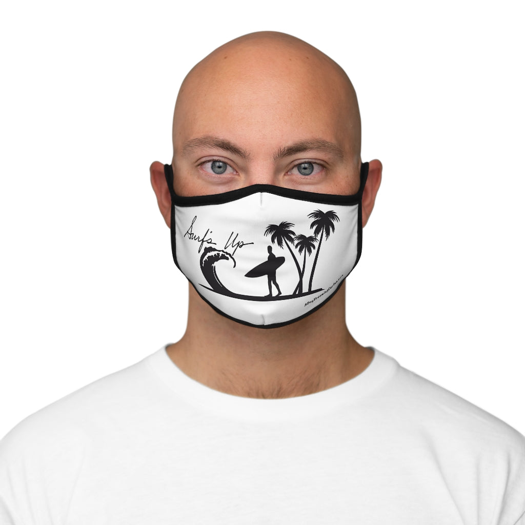 Black and White Surfs Up Hawaiian Style Form Fitted Polyester Face Covering Mask