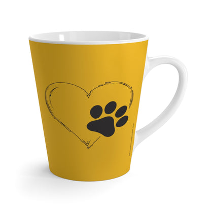 Gold Home Is Where My Dog Is - Heart and Paw Latte Mug ~ Dog Lovers Coffee Tea Drinkware