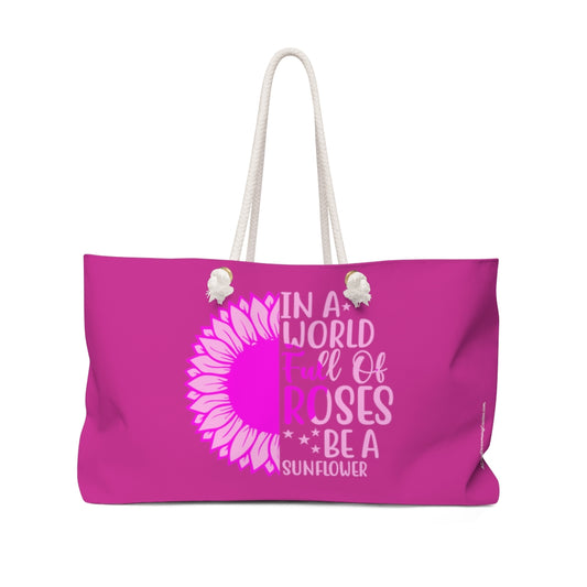 Pretty In Pink Weekender Bag - Roses and Sunflowers Large Tote - Travel Bag