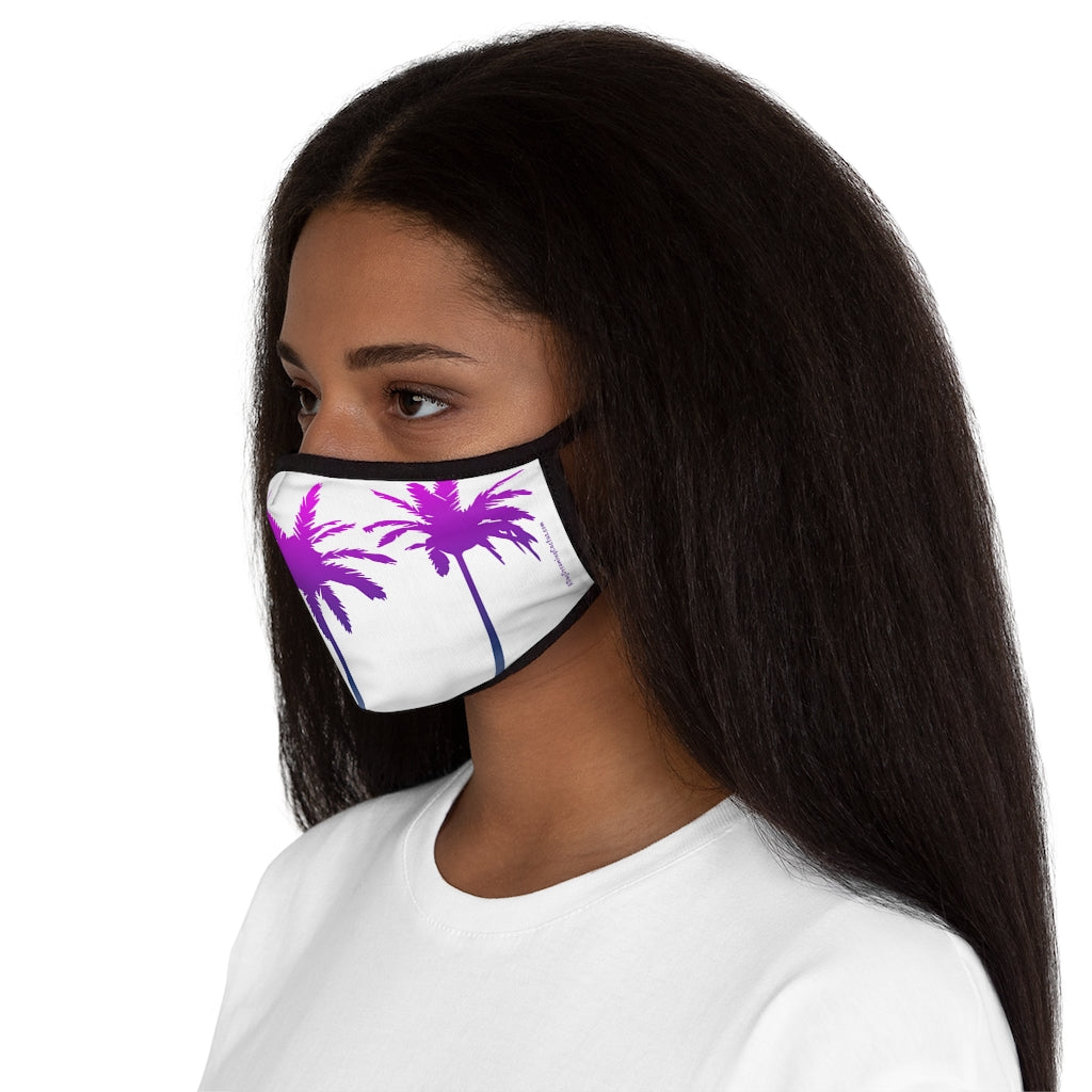Teal Aloha Purple Palm Tree White Hawaiian Style Form Fitted Polyester Face Covering Mask